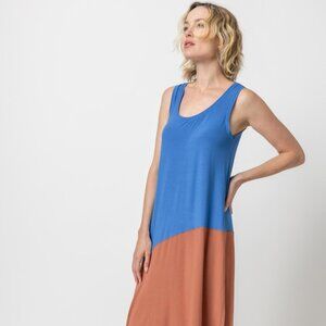 NEW LILLA P colorblock tank maxi dress in tandoori